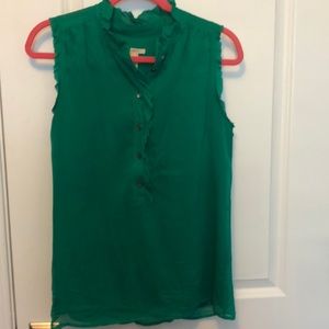 Jcrew 100%silk jade green sleeveless blouse